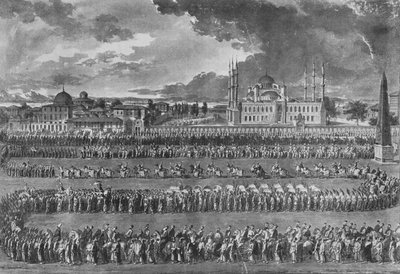 Processie van de Sultan op het Hippodroom door Jean Jacques Francois Le Barbier