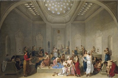 Turks bad Hammam, 1785 door Jean Jacques Francois Le Barbier