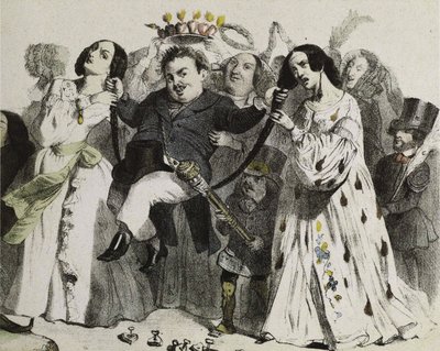 Honoré de Balzac, de meest productieve van onze auteurs, ondersteund en gekroond door vrouwen, 1839 door Jean Jacques Grandville