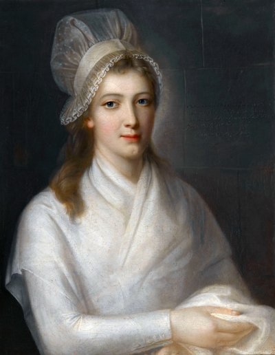 Portret van Charlotte Corday door Jean Jacques Hauer