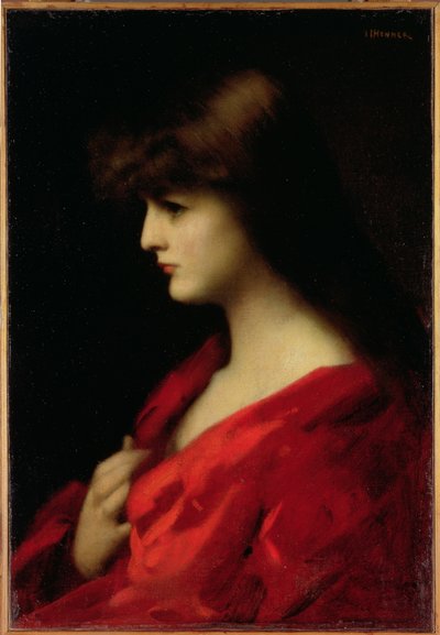 Studie van een vrouw in rood, begin jaren 1890 door Jean Jacques Henner