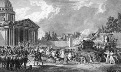 Transport van de as van schrijver Voltaire naar het Pantheon, Parijs door Jean Jacques II Lagrenee