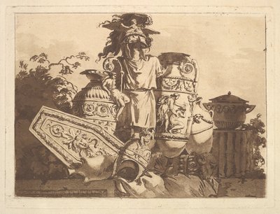 Compositie met antiquiteiten, uit Recueil de Compositions par Lagrenée Le Jeune Colle..., 1782-84 door Jean Jacques Lagrenee