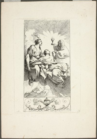 De drie deugden van theologie door Jean Jacques Lagrenee