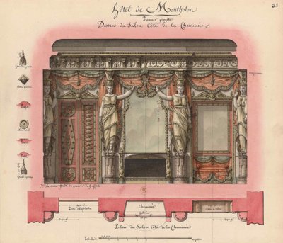 Hôtel Montholon. Ontwerp van salon, 1786 door Jean Jacques Lequeu