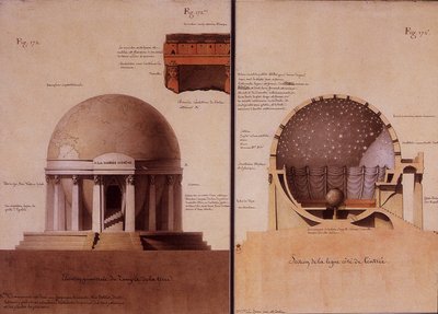 De Tempel van de Aarde - Verhoging en Snede door Lequeu door Jean Jacques Lequeu