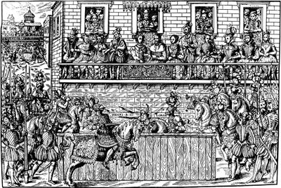 De dood van koning Hendrik II bij het toernooi, 1559-1570 door Jean Jacques Perrissin