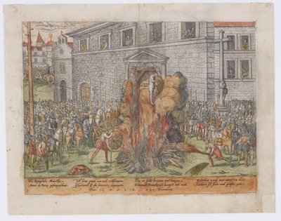 De executie van Anne du Bourg op 23 december 1559, 1568 door Jean Jacques Perrissin