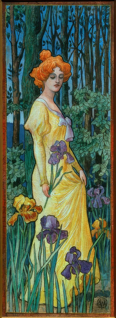 De vrouw met iris door Jean Jacques Waltz