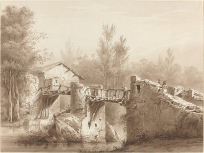 Een Landweg over een Oude Brug door Jean Jacques de Boissieu