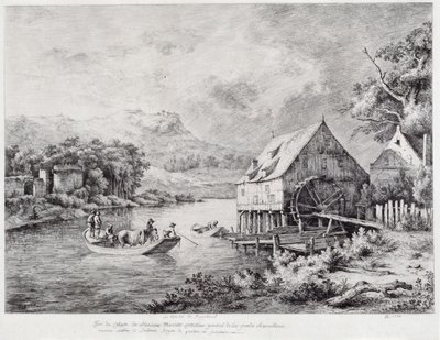 Een molen aan de oever van de rivier door Jean Jacques de Boissieu