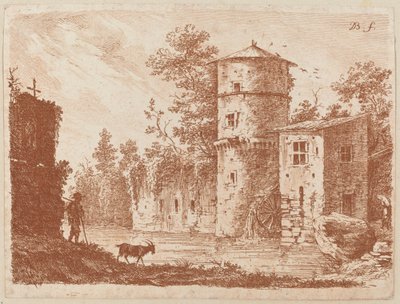 Oude Toren bij een Watermolen door Jean Jacques de Boissieu