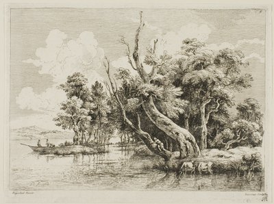 Boomgroep bij het water door Jean Jacques de Boissieu