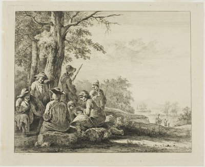Gezinsscene in landschap door Jean Jacques de Boissieu
