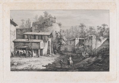 Landschap met hoefsmid, uitzicht op Terrebasse, Frankrijk, 1808 door Jean Jacques de Boissieu