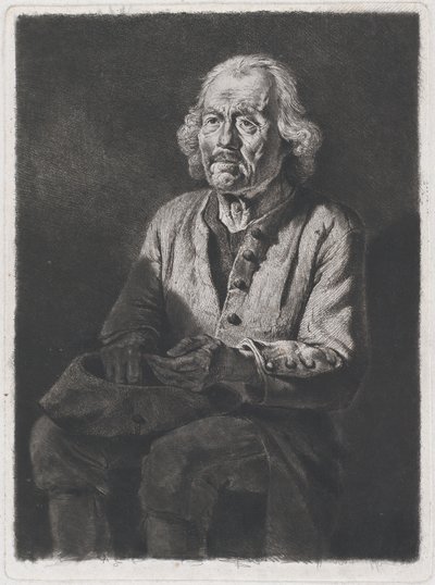 Zittende bedelaar: Portret van oude Girard, een boer uit Chasselay door Jean Jacques de Boissieu