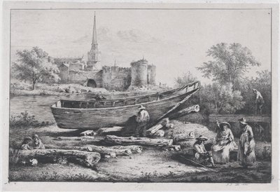 De Bouwplaats in Savigny door Jean Jacques de Boissieu