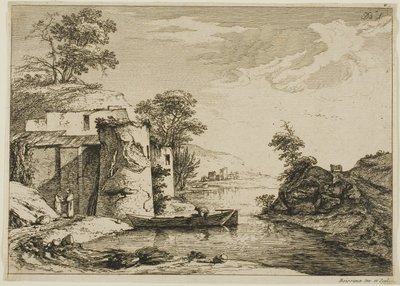 De Oude Toren aan de Rand van een Rivier door Jean Jacques de Boissieu