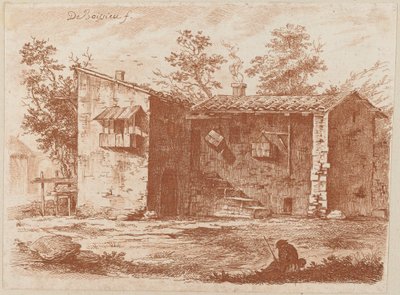 Twee huizen met pannendaken door Jean Jacques de Boissieu