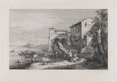 Zicht op het oude douanehuis in Rome door Jean Jacques de Boissieu