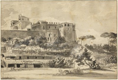 Uitzicht op een Italiaanse Villa en Tuinen (het Belvedere van het Vaticaan) door Jean Jacques de Boissieu