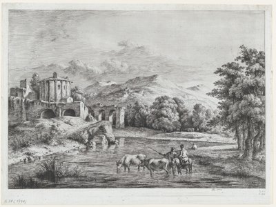 Uitzicht op de Tempel van Vesta, 1774 door Jean Jacques de Boissieu