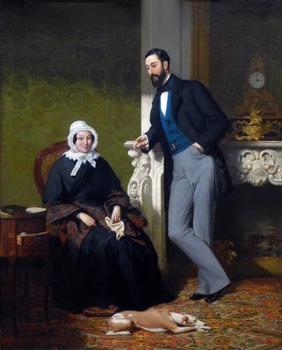 Portret van Madame Coste née Reboulh en haar zoon Alphonse Coste-Reboulh door Jean Jalabert