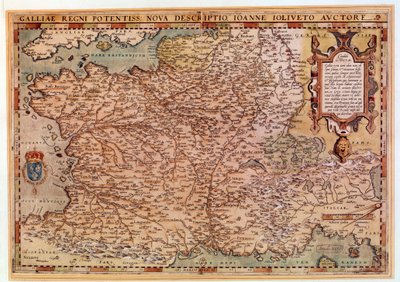 Geografische kaart van Frankrijk door Jean Jolivet (16e eeuw) 1570 Parijs, B.N. door Jean Jolivet