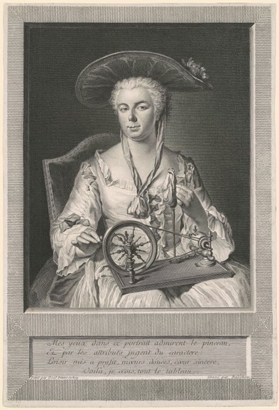 Madame Arlon Zijde Spinnend door Jean Joseph Balechou, after Jacques Andre Joseph Camelot Aved