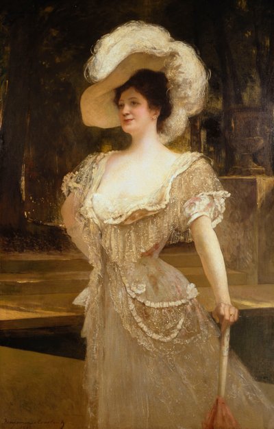 Een portret van mevrouw door Jean Joseph Benjamin Constant