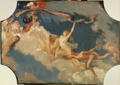 Schets voor de banketzaal van het stadhuis van Parijs: De stad Parijs nodigt de wereld uit voor haar feesten door Jean Joseph Benjamin Constant