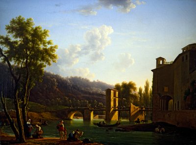 Uitzicht op een brug bij Sora door Jean Joseph Bidault