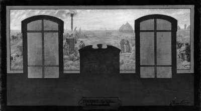 Schets voor het stadhuis van Fresnes: Sur le plateau - Les batteurs de blé, in 1905 door Jean Joseph Enders