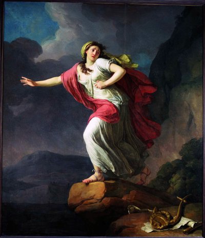Sappho werpt zichzelf in de zee, 1791 door Jean Joseph Taillasson