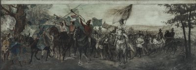 Schets voor de decoratie van de galerij in de Cour d