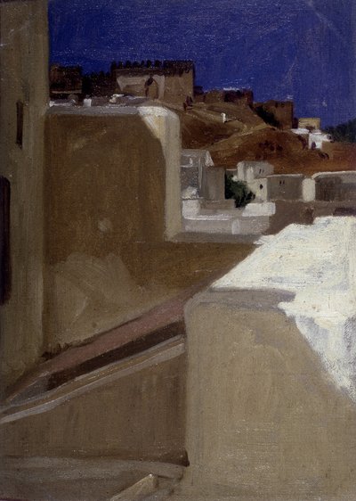 Uitzicht op de kasbah vanaf mijn terras door Lecomte du Nouy, Tanger door Jean Jules Antoine Lecomte du Nouy