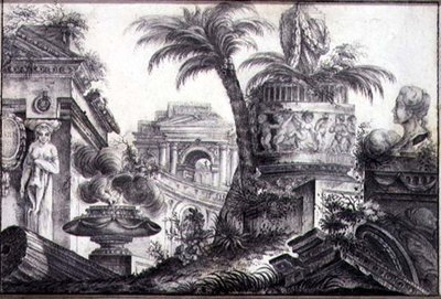 Een architectonische fantasie, ca. 1760 door Jean Laurent Legeay