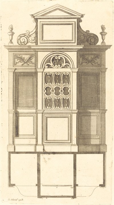 Plan en elevatie van de mooiste biechtstoelen van Parijs, zeer getrouw gemeten door Jean Le Blond
