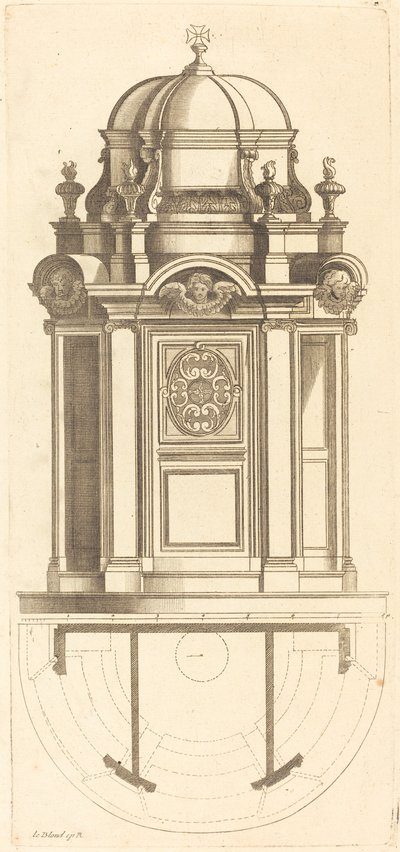 Plan en elevatie van de mooiste biechtstoelen van Parijs, zeer getrouw gemeten door Jean Le Blond