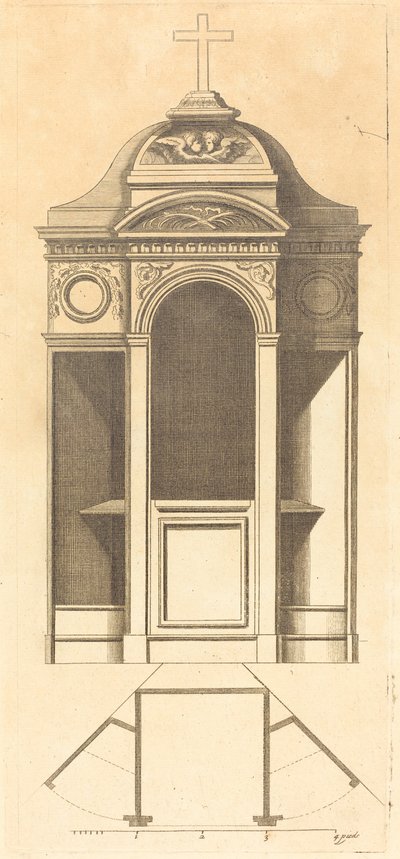 Plan en elevatie van de mooiste biechtstoelen van Parijs, zeer getrouw gemeten door Jean Le Blond