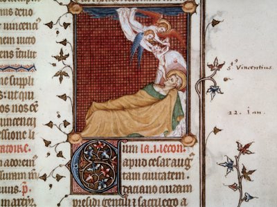 De dood van Sint Vincentius van Zaragoza in 304. Miniatuur uit 
