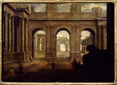 Uitzicht op een denkbeeldig paleis door Jean Lemaire