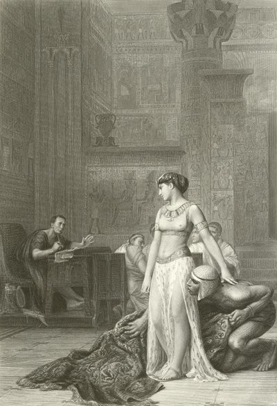 Cleopatra en Caesar (gravure) door Jean Leon (after) Gerome