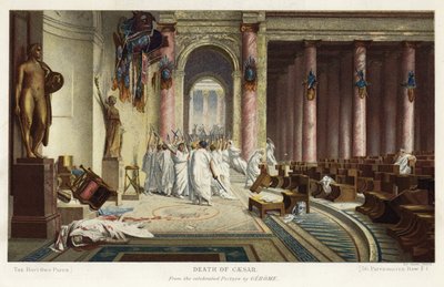 De dood van Caesar (chromolitho) door Jean Leon (after) Gerome