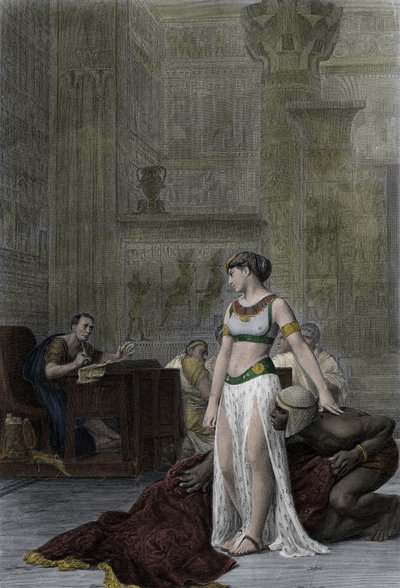 De koningin van Egypte Cleopatra VII Thea Philopator (69-30 v.Chr.) en Julius Caesar (100-44 v.Chr.) - Cleopatra voor Julius Caesar in Shakespeare