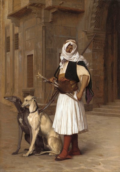 Anaute Met Twee Whippets, 1867 door Jean Leon Gerome