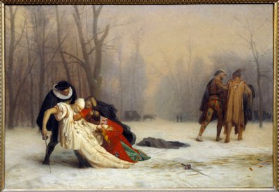 Duel na een gemaskerd bal door Jean Leon Gerome