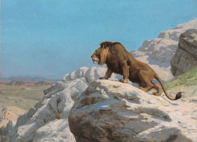Leeuw op wacht door Jean Leon Gerome