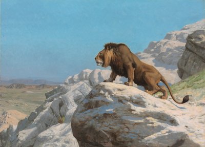 Leeuw op de wacht, c. 1885 door Jean Leon Gerome