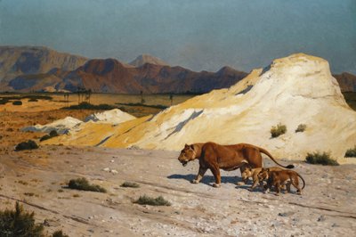 Leeuwin en Welpen door Jean Leon Gerome